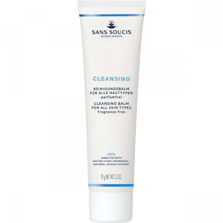 Sans Soucis Cleansing Balm with Vitamin E, 99% natural, perfect for gentle makeup removal.