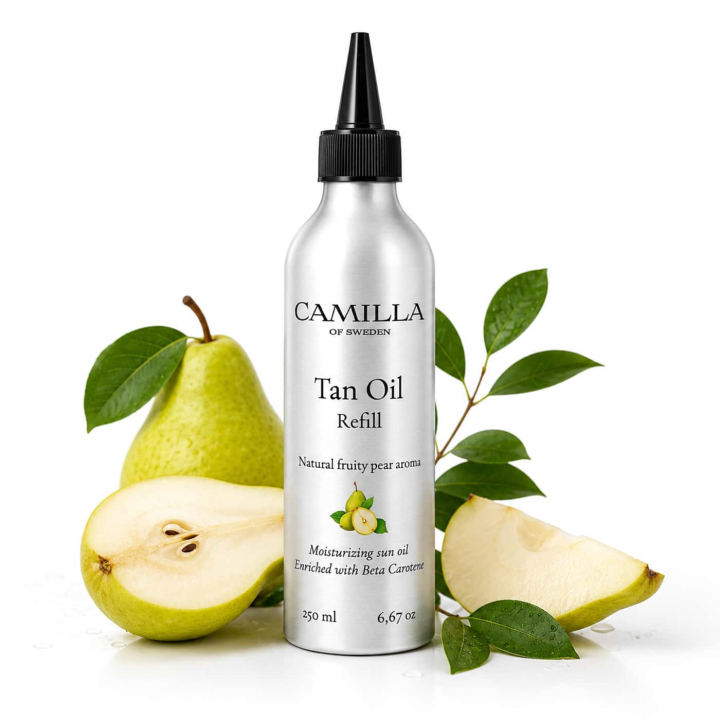 Camilla of Sweden Tan Oil Refill Pear 250 ml beta-carotene enriched tanning oil with pear scent