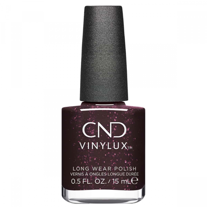 CND Vinylux Poison Plum - Enchanting Bordeaux Red with Glitter