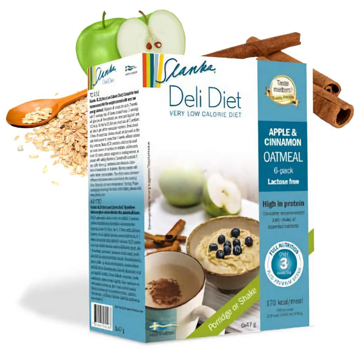 Slanka Deli Diet Apple & Cinnamon Oat Meal 6-Pack - Lactose free in the group SLANKA Deli Diet at Nails, Body & Beauty (9584736)