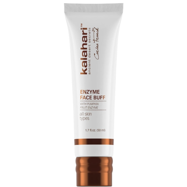 Kalahari Enzyme Face Buff – enzymatic facial exfoliator with jojoba beads, pumpkin, papaya, and pineapple enzymes for radiant skin.