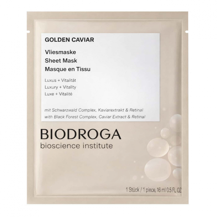 Biodroga Golden Caviar Sheet Mask | Deep Hydrating and Smoothing Facial Mask Luxury-face-mask-with-caviar-extract-and-biotechnological-ingredients