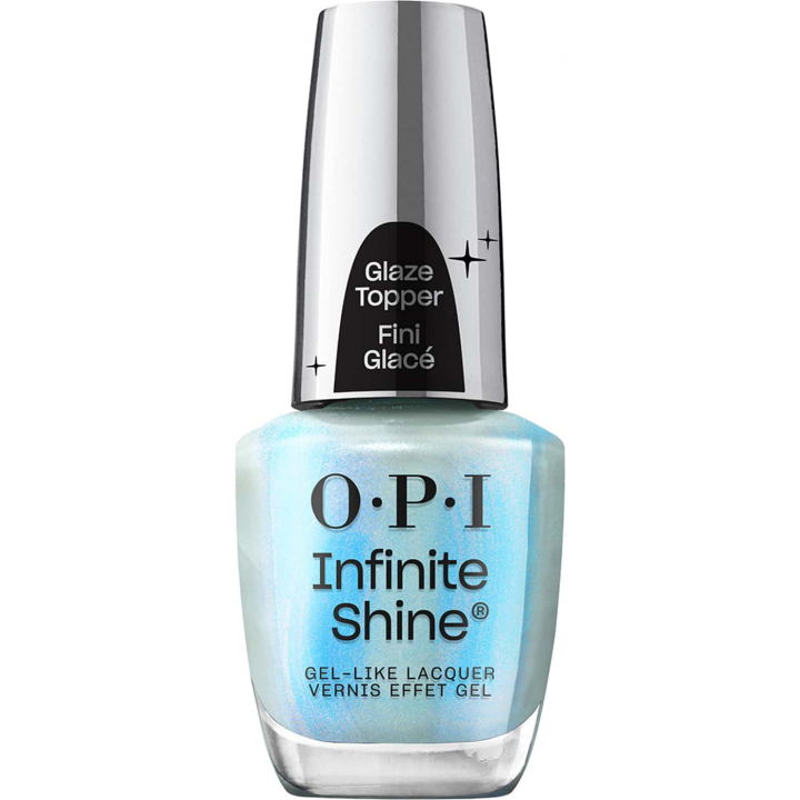 pearly blue opi infinite shine moon gleam glaze topper with shimmer