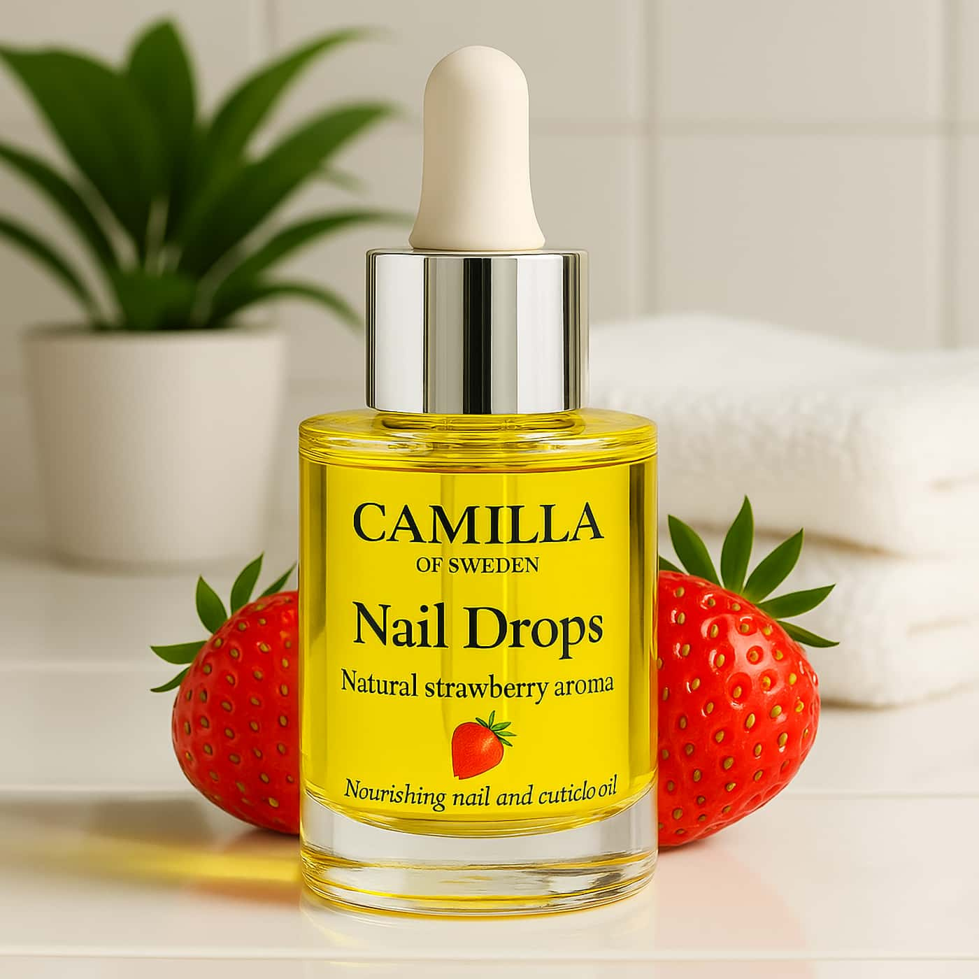 Camilla of Sweden Nail Drops Strawberry Nail Oil 20 ml | Natural strawberry aroma | Nail and cuticle care