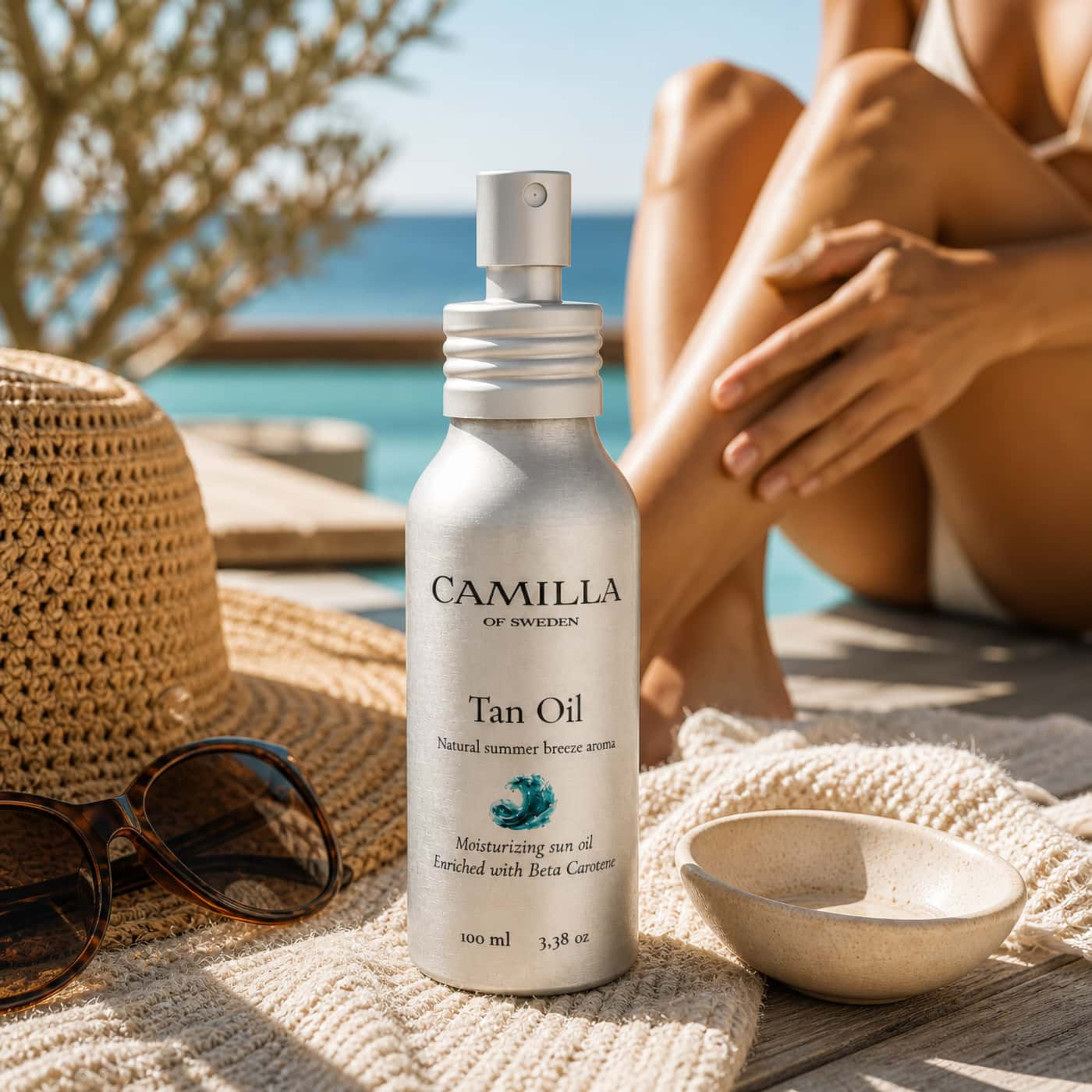 Camilla of Sweden Tan Oil Summer Breeze tanning oil with beta-carotene for a golden-looking glow