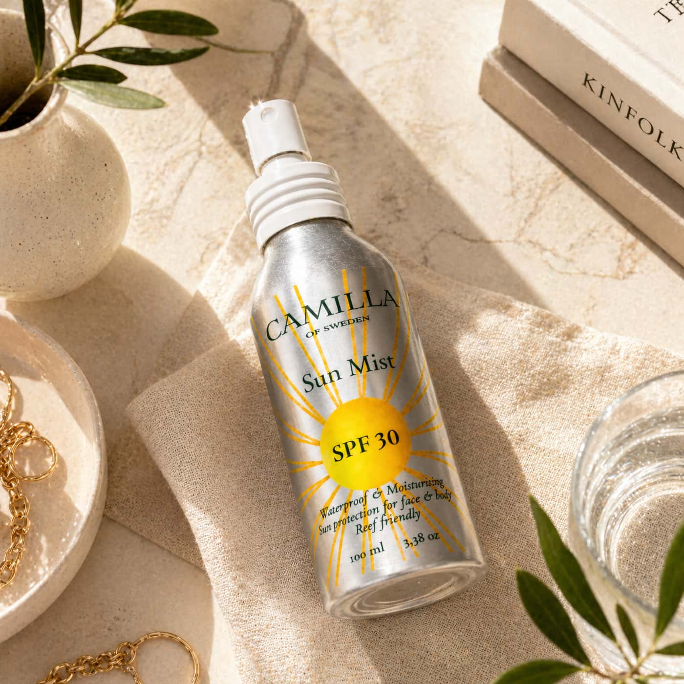 Camilla of Sweden Sun Mist SPF 30 lightweight sunscreen spray face and body