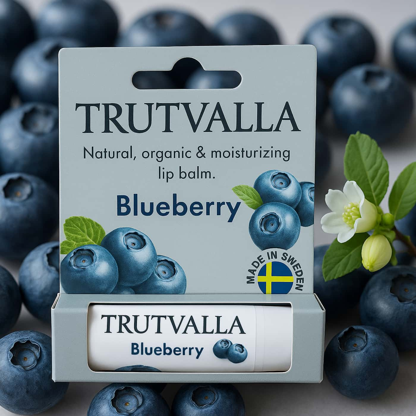 Trutvalla Lip Balm Blueberry | Organic lip balm with natural blueberry scent for soft, moisturized lips