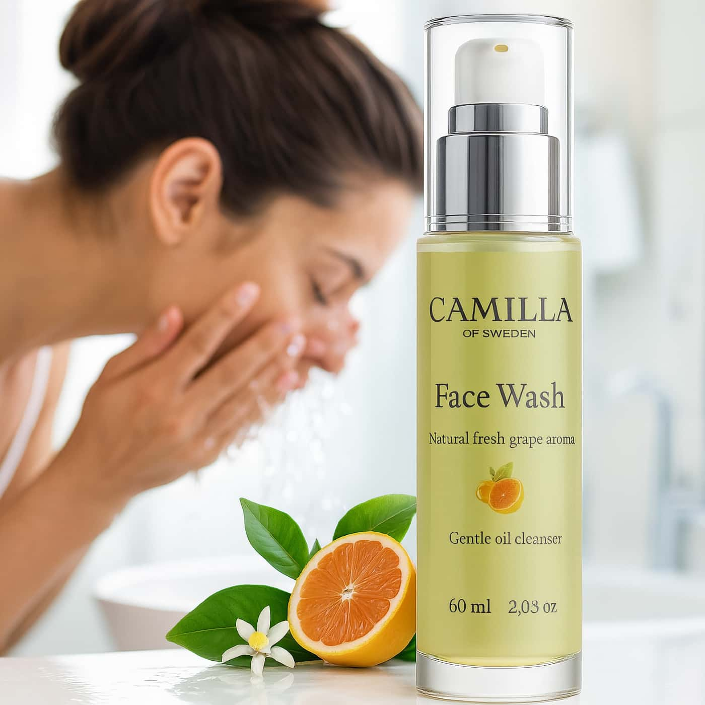Camilla of Sweden Face Wash oil-based facial cleanser removes dirt, bacteria and waterproof makeup gently