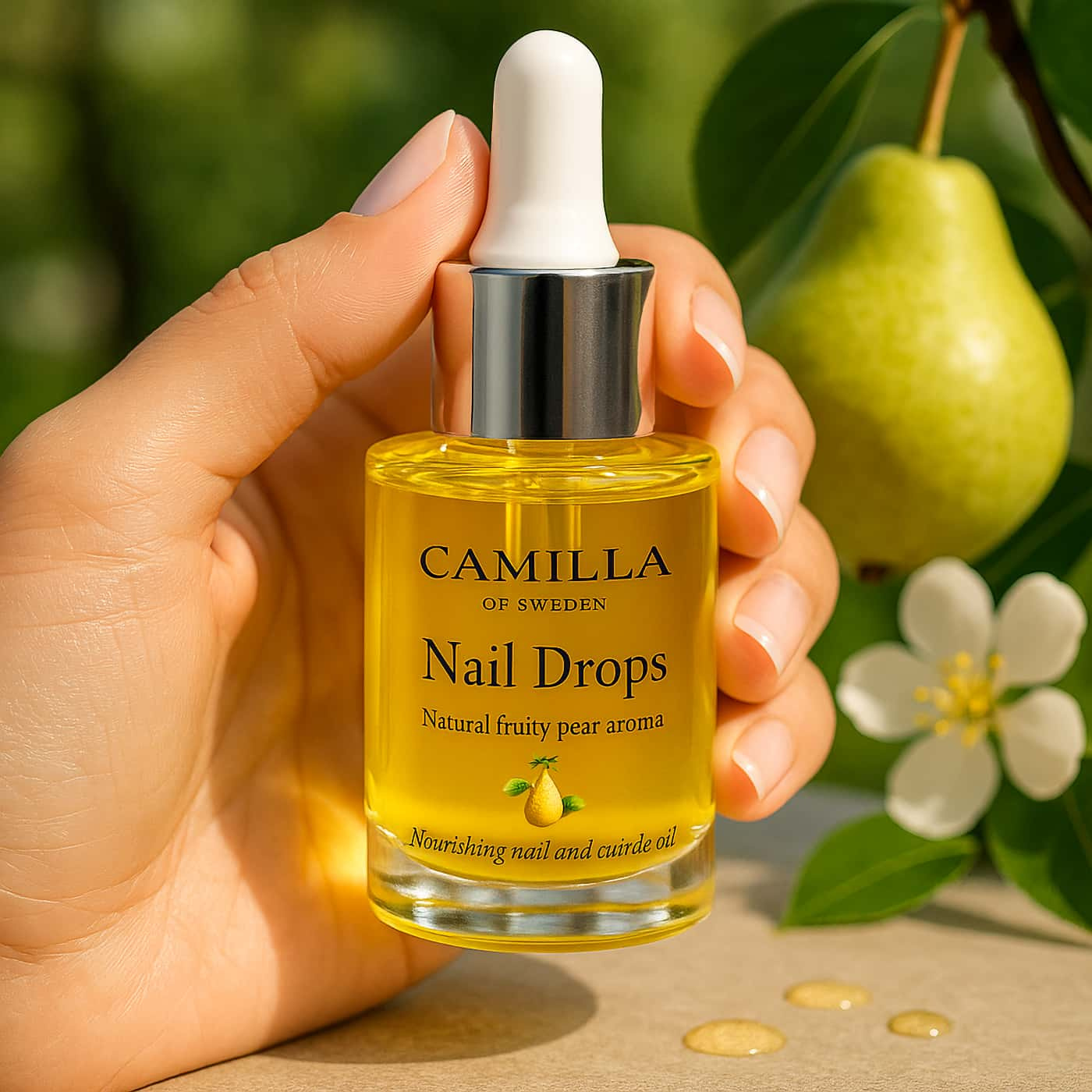 Camilla of Sweden Nail Drops Pear nail oil that nourishes and hydrates nails and cuticles with natural pear aroma