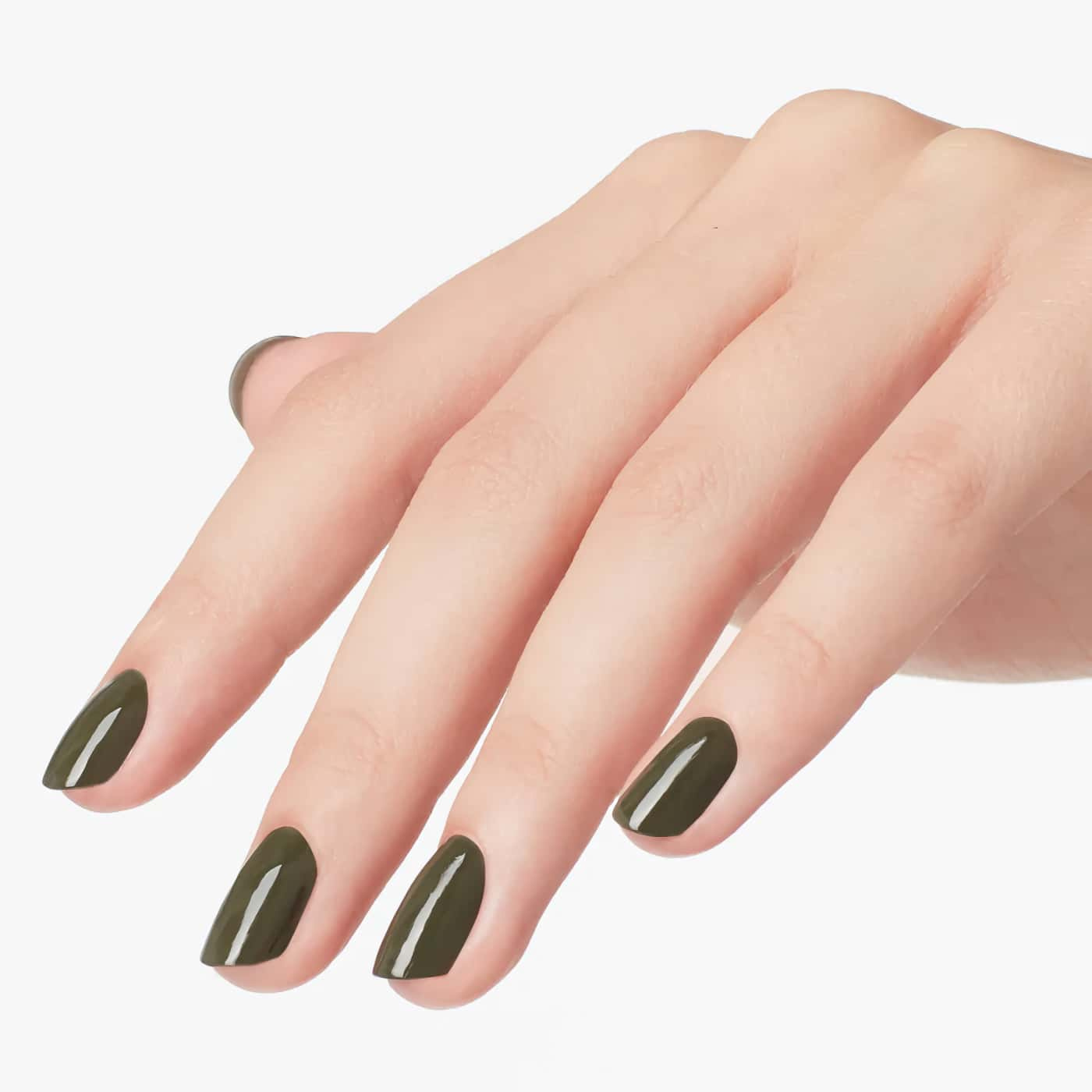 OPI Suzi - The First Lady of Nails – deep army green shade with creamy finish – elegant manicure year-round