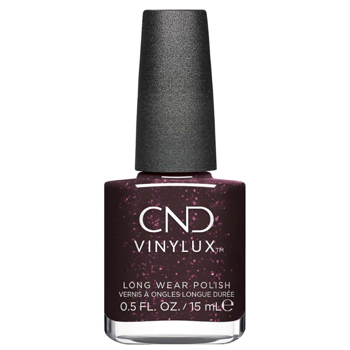 CND Vinylux Poison Plum - Enchanting Bordeaux Red with Glitter