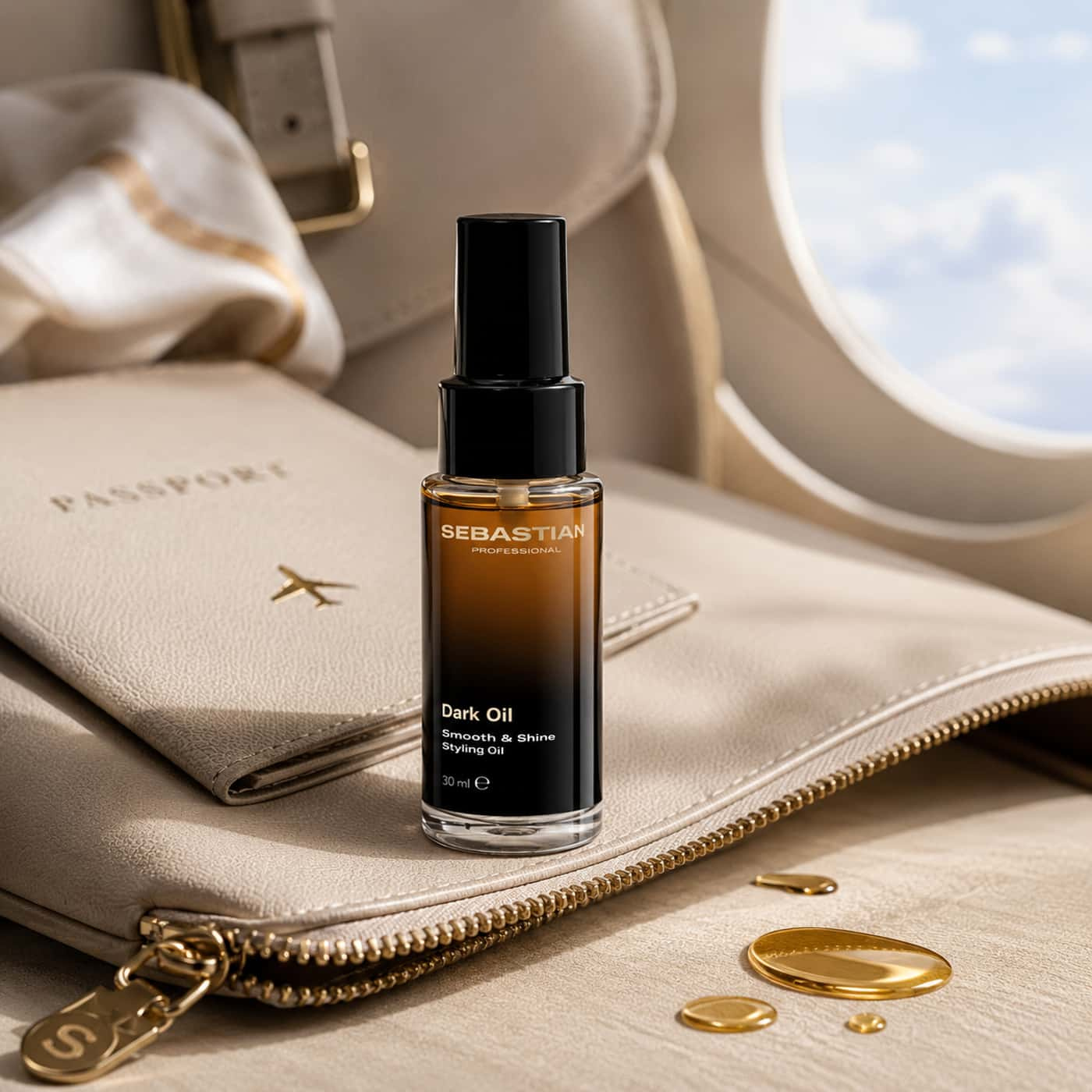 Sebastian Professional Dark Oil Smooth & Shine Styling Oil 30 ml – travel-size hair oil for shine and frizz control