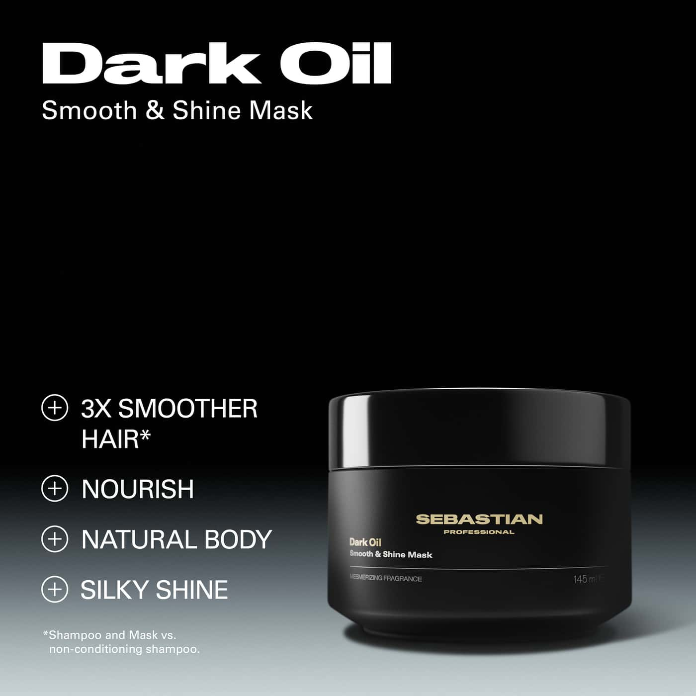 Sebastian Professional Dark Oil Smooth & Shine Mask 145 ml – intensive hair mask for softness, shine and easy detangling