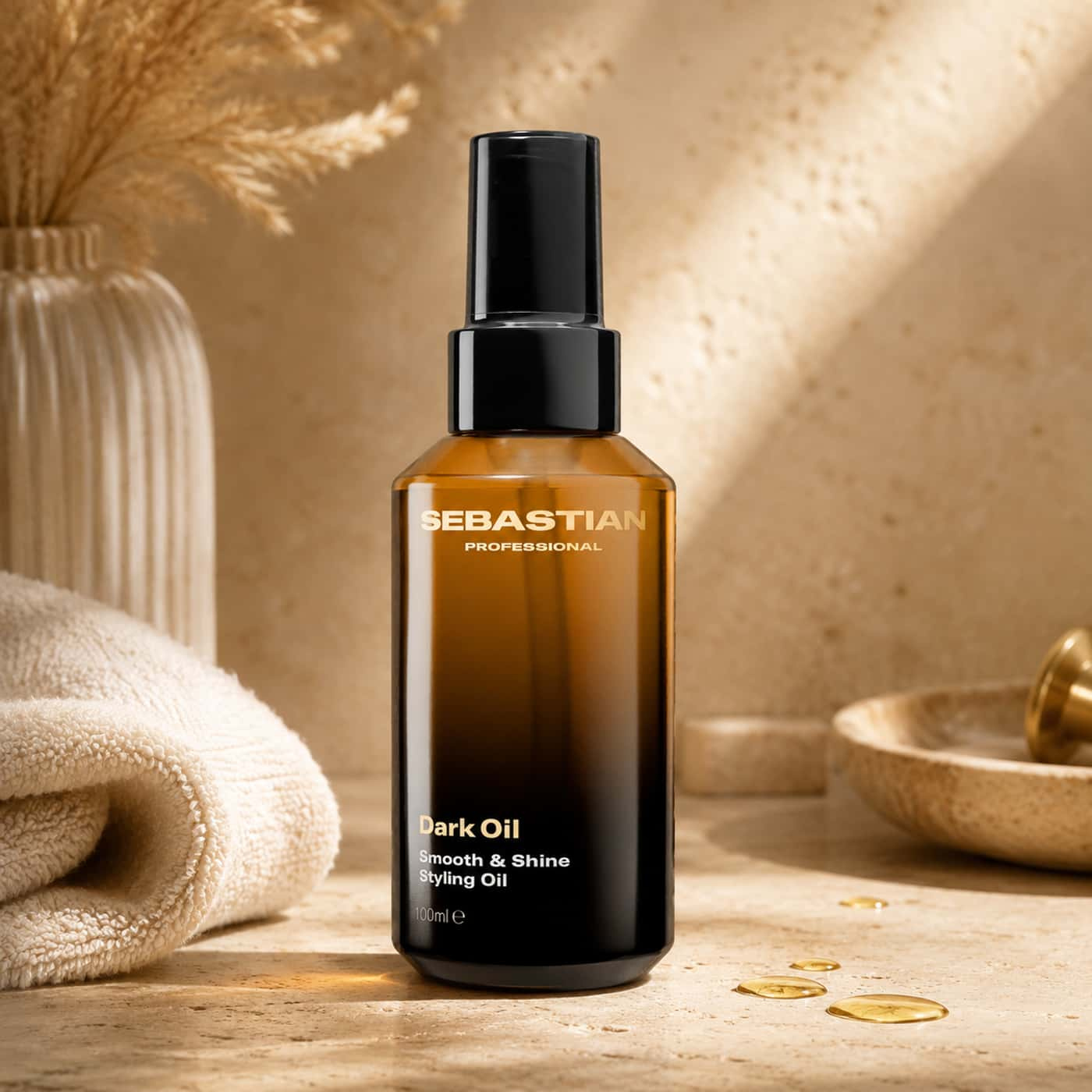 Sebastian Professional Dark Oil Smooth & Shine Styling Oil 100 ml – lightweight hair oil for shine and frizz control