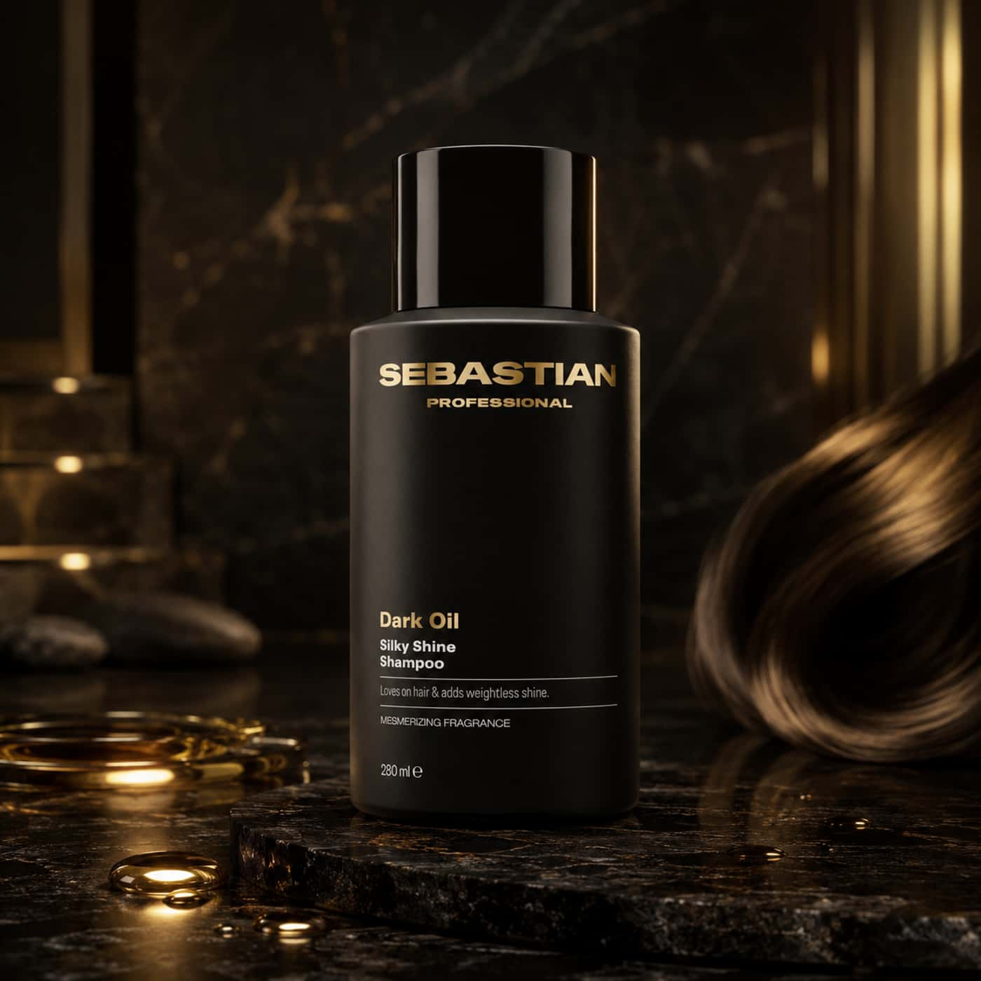 Sebastian Professional Dark Oil Silky Shine Shampoo 280 ml – lightweight shampoo for soft hair and weightless shine