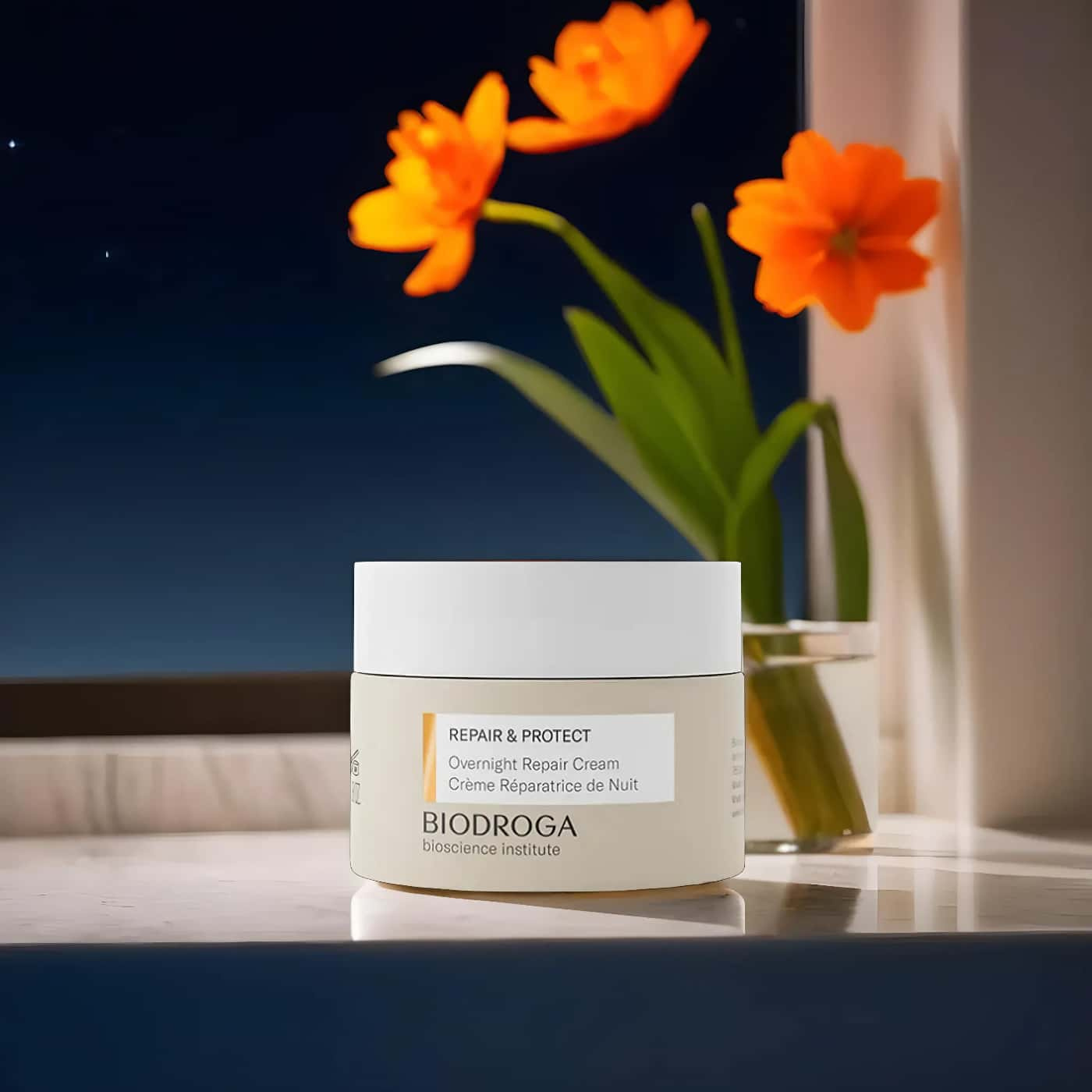 Night cream for skin repair - Biodroga Repair & Protect - Enhances elasticity and firmness