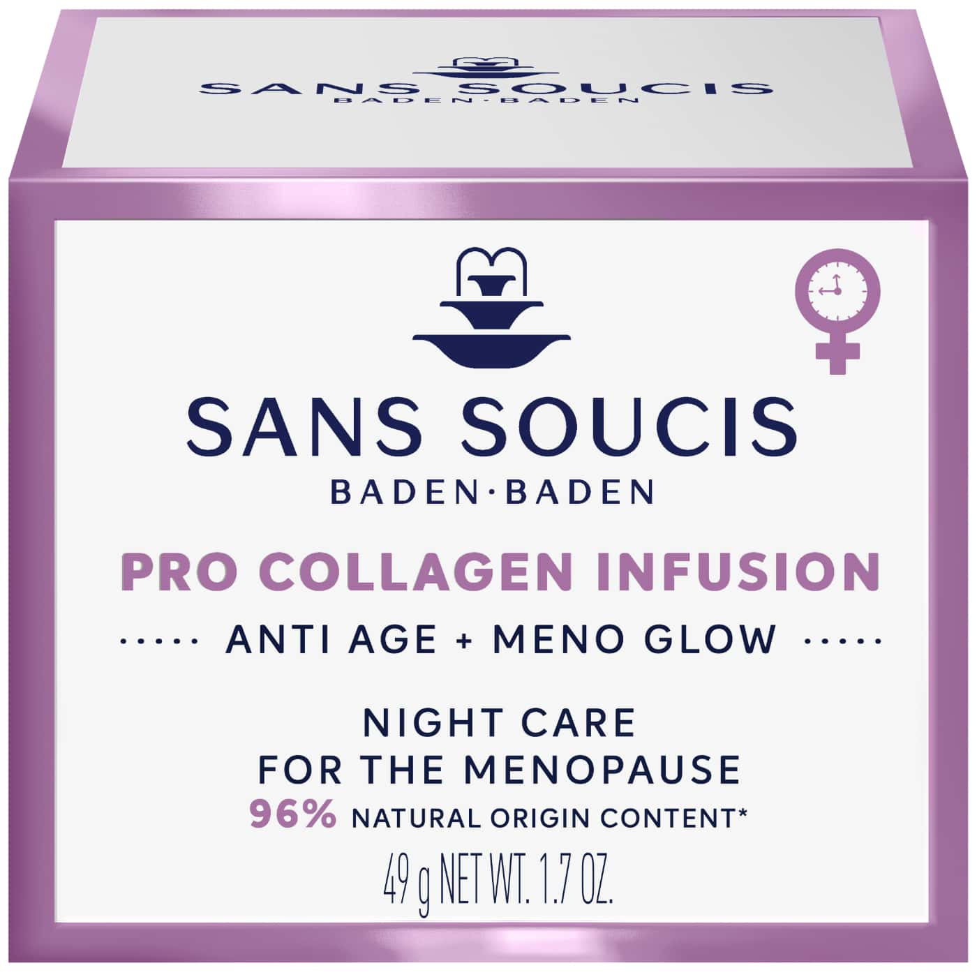 Sans Soucis Pro Collagen Infusion Night Care cream hydrates, strengthens collagen and restores elasticity overnight for mature skin