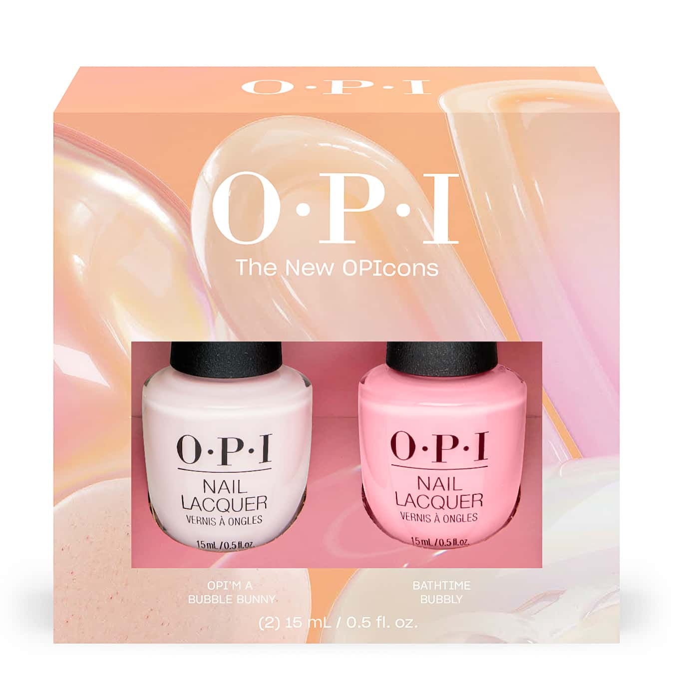 OPI The New OPIcons Duo with OPI’m a Bubble Bunny and Bathtime Bubbly pink nude shades