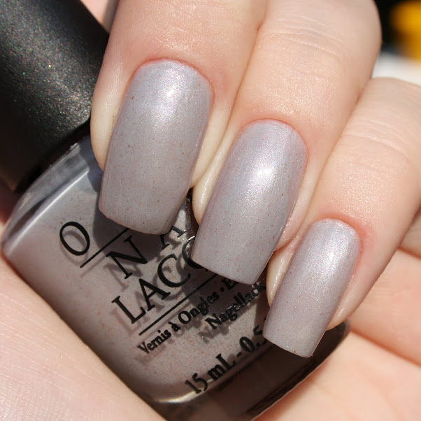 OPI Sheer Your Toys! light grey nail polish | lavender hint with soft shimmer | elegant and understated feel