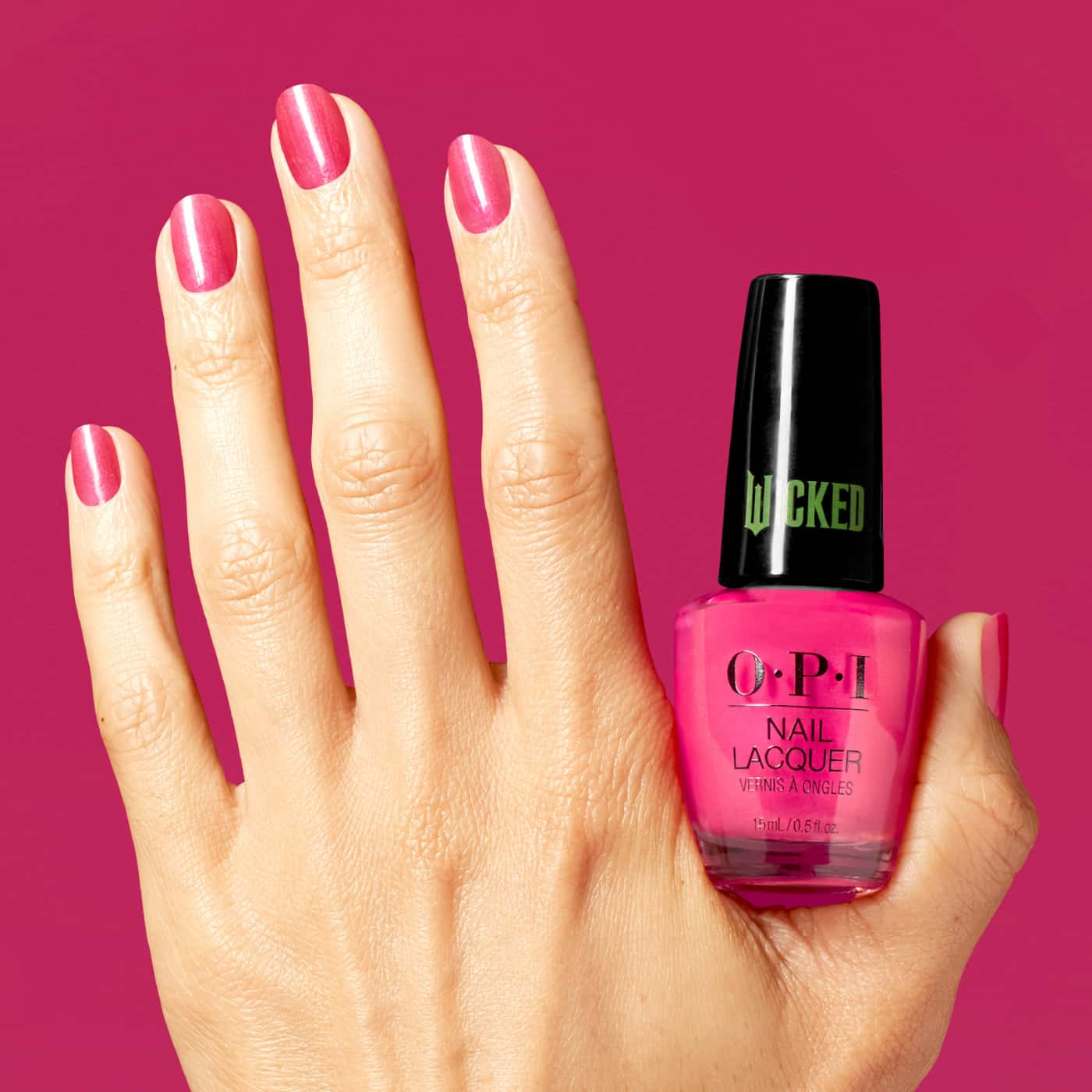 OPI Wicked Glinda the Good! - pink-fuchsia shimmer shade, perfect for creating a vibrant and glamorous manicure