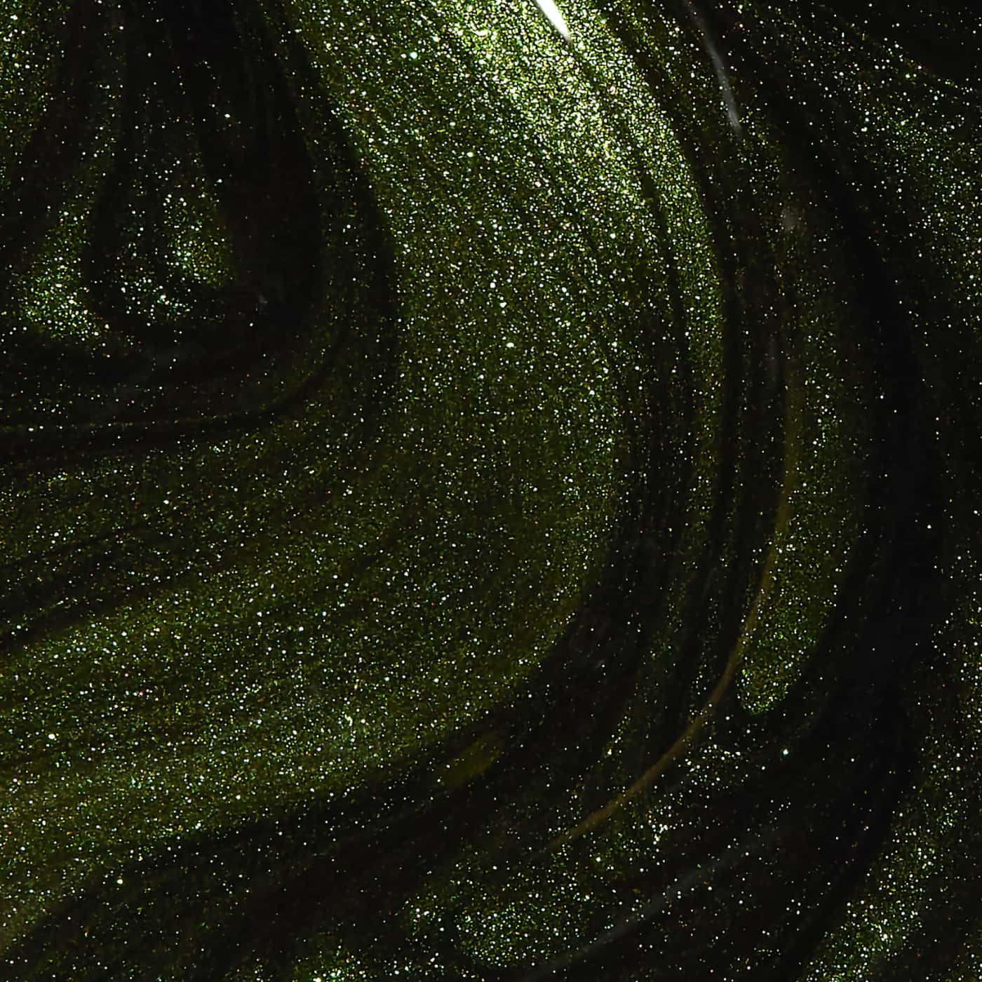 Olive green nail polish with subtle bronze shimmer from OPI Wicked collection, ideal for a modern and sophisticated look.