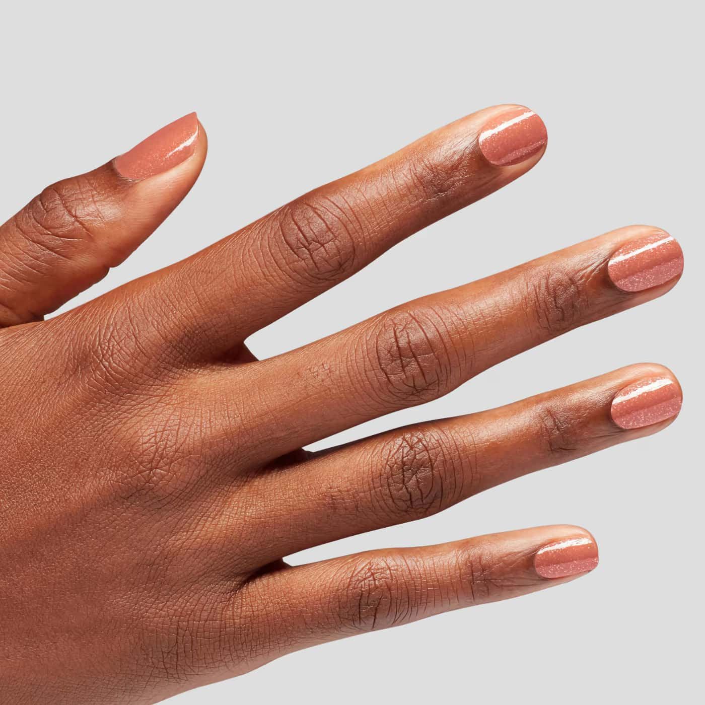 OPI Infinite Shine Knee High Stock-blings nail polish | Warm apricot with silver glitter & soft finish