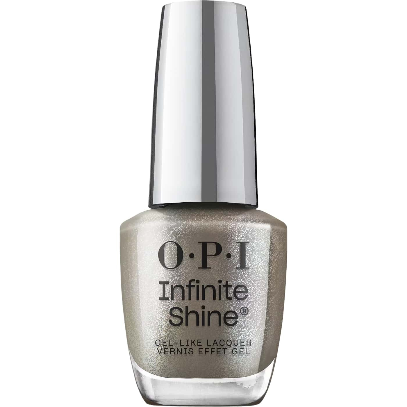 OPI Infinite Shine Belly Button Bling nail polish | Gray shimmer with elegant shine and modern character