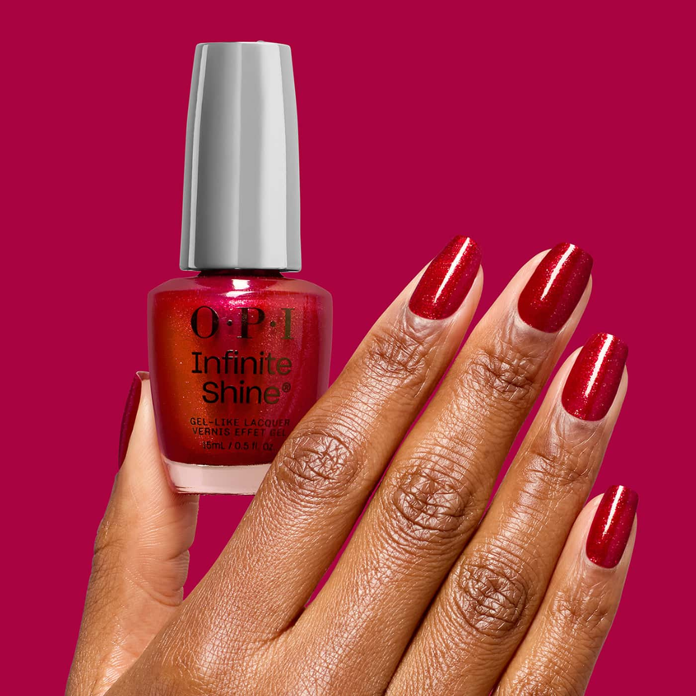 raspberry red opi infinite shine malaga wine not nail polish with shimmer finish