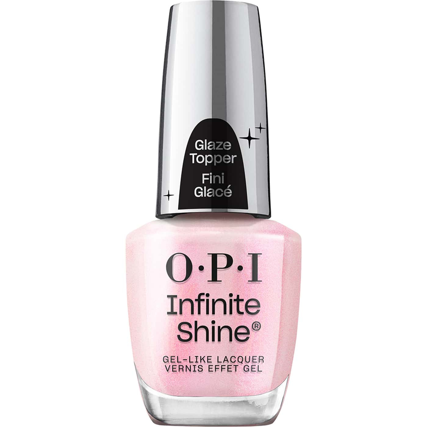 pink opi infinite shine donut disturb glaze topper with shimmer finish