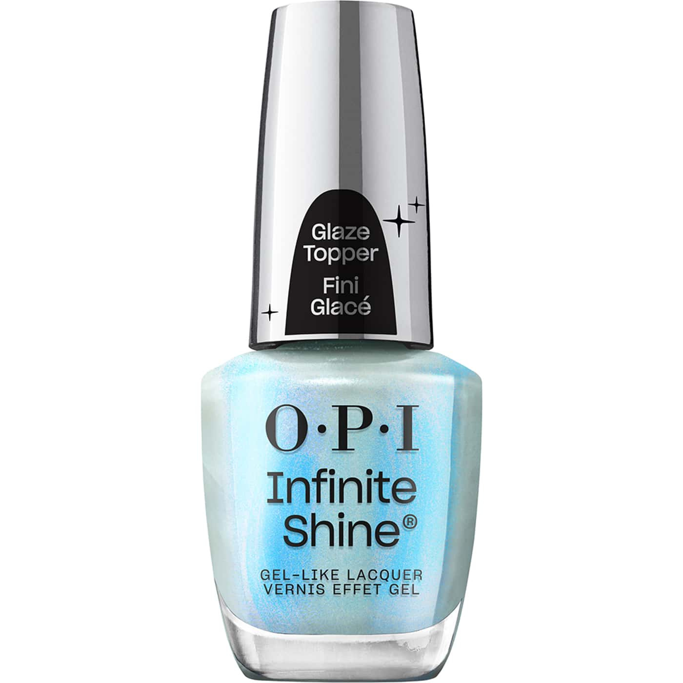 pearly blue opi infinite shine moon gleam glaze topper with shimmer