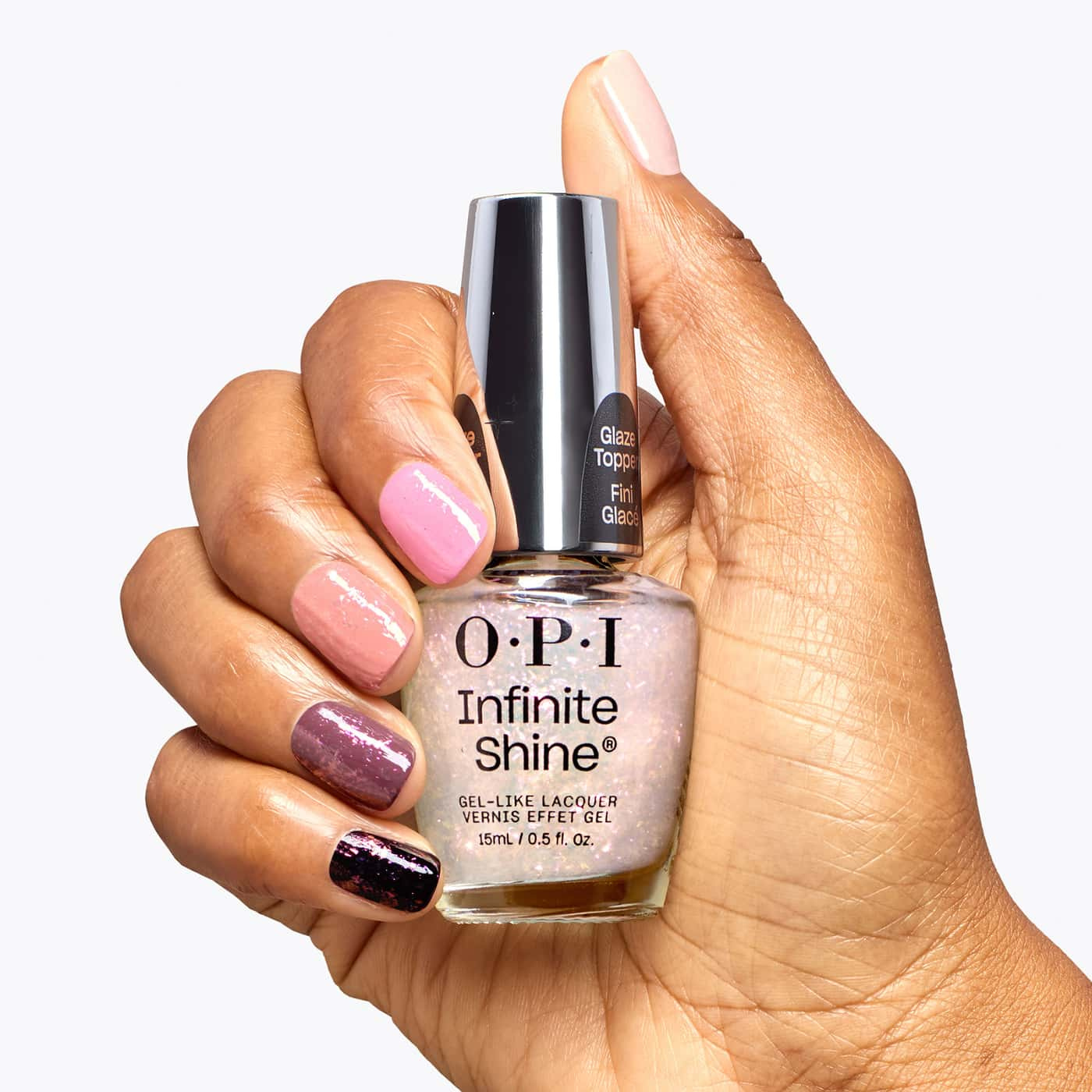 rose gold opi infinite shine glint condition topper with flake shimmer