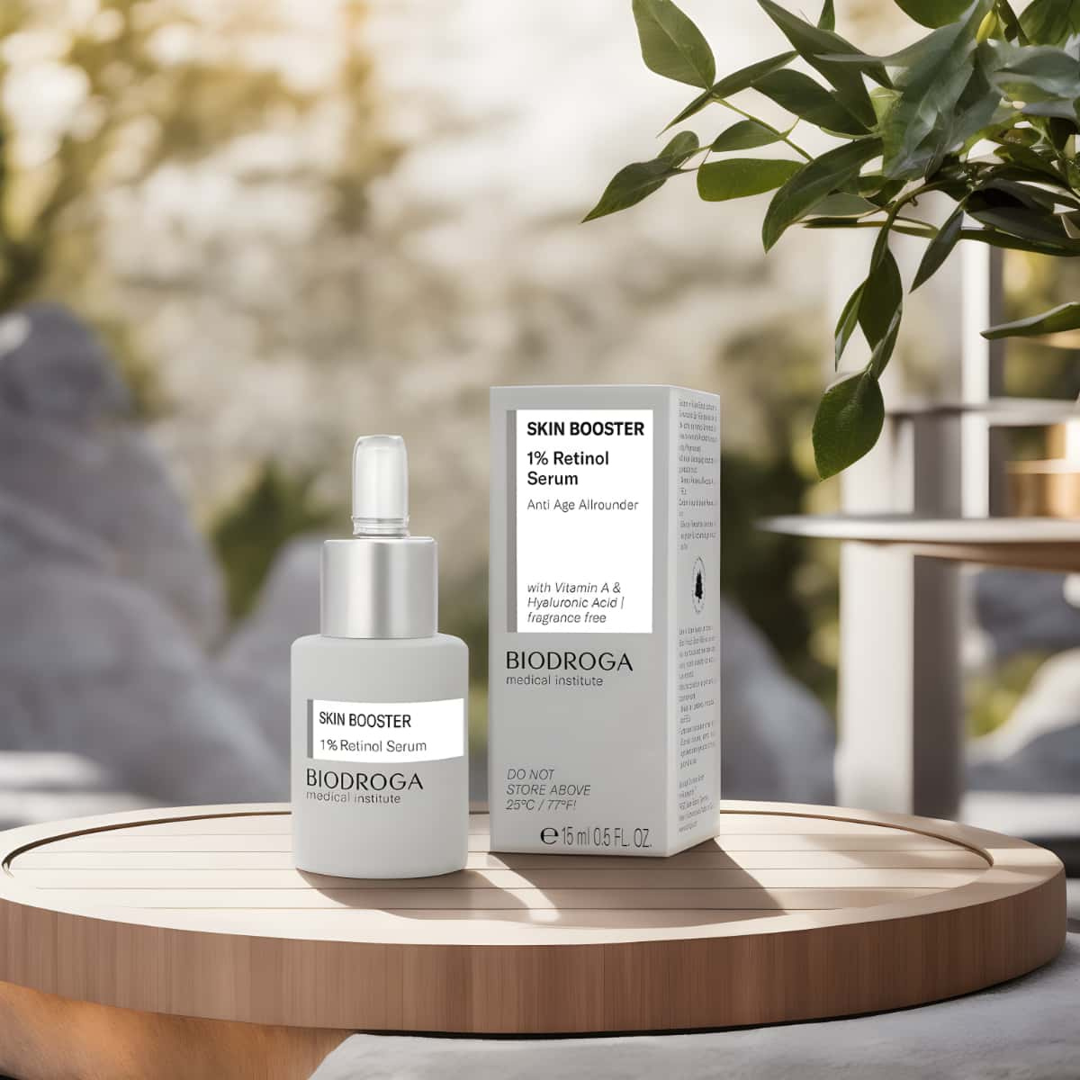 Biodroga Power Serum with Retinol (Vitamin A), anti-aging, promotes skin cell renewal.