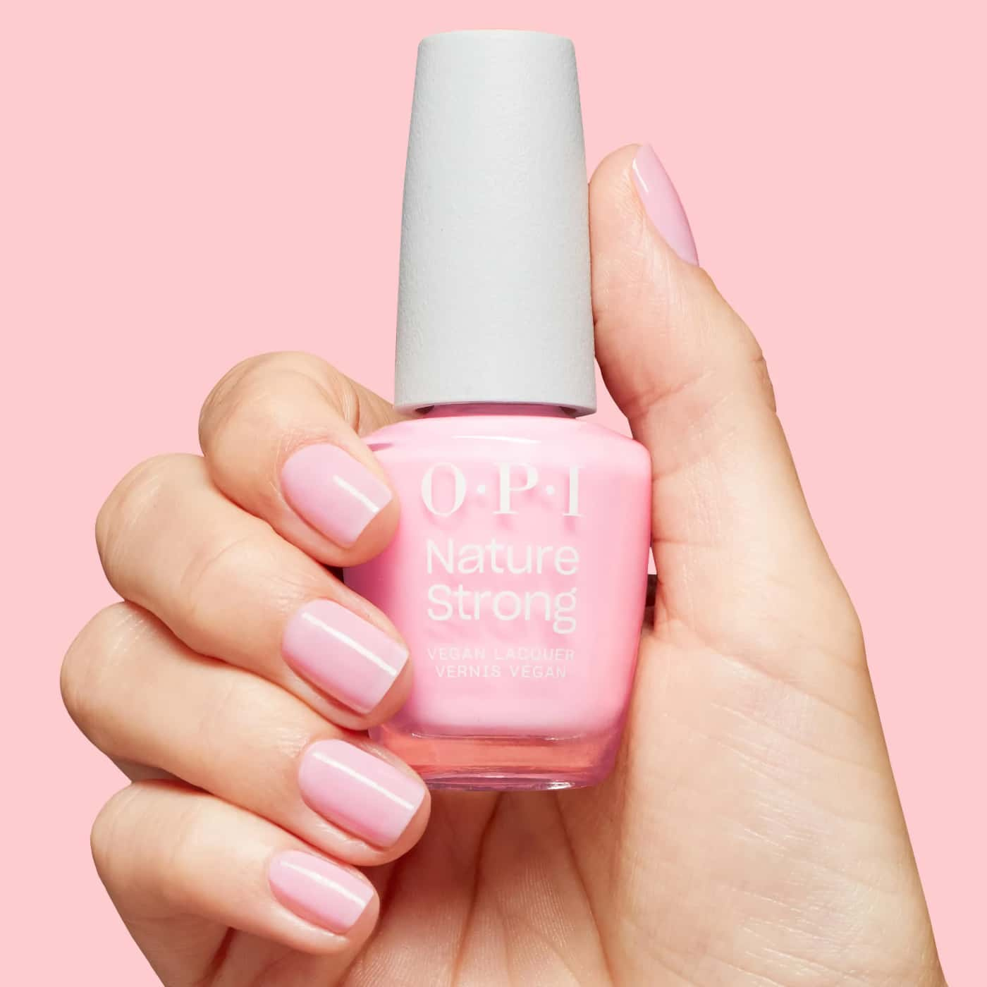 OPI Nature Strong Blossom Into Awesome nail polish | Soft baby pink vegan lacquer with sheer coverage and shine