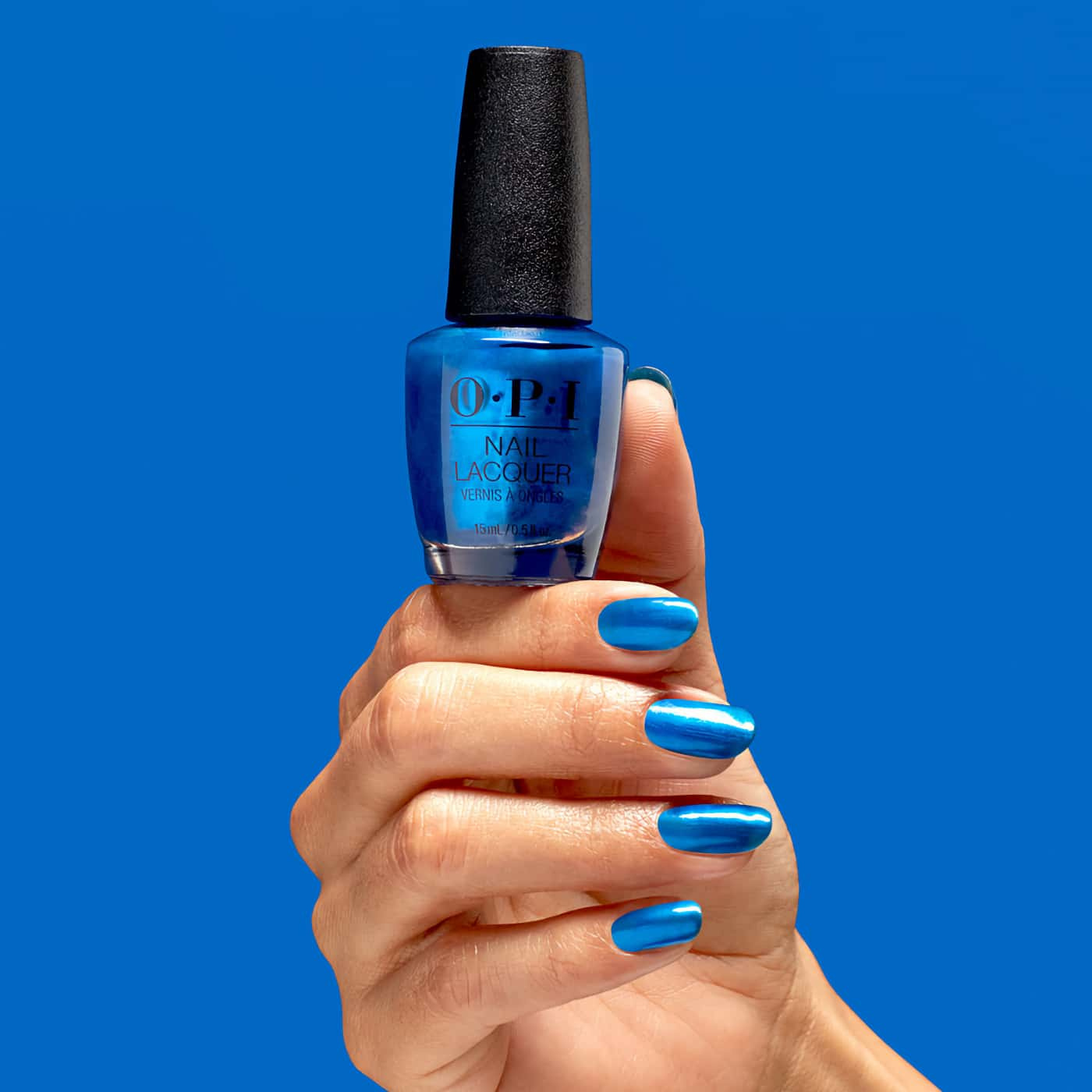 A vibrant and electric blue shade with a metallic finish, perfect for making a bold statement - OPI Metallic Mega Mix Y2Slay nail polish