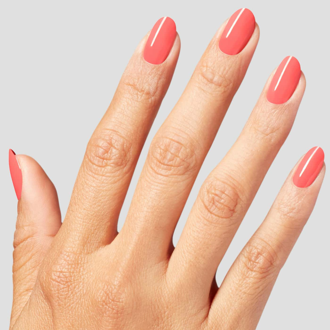 OPI What’s Your Mani-tude? Bubblegum Goth nail polish – coral pink shade on nails, swatch