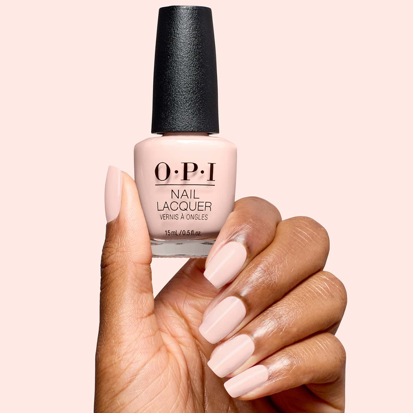 opi most requested mod about you pastel nail polish in very pale milky pastel pink with a smooth, creamy and glossy finish