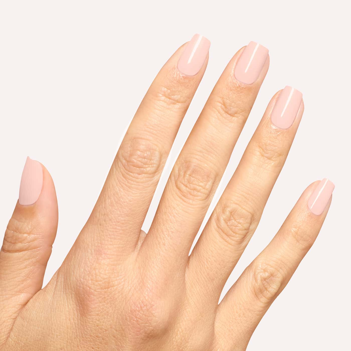 opi most requested mod about you pastel nail polish in very pale milky pastel pink with a smooth, creamy and glossy finish
