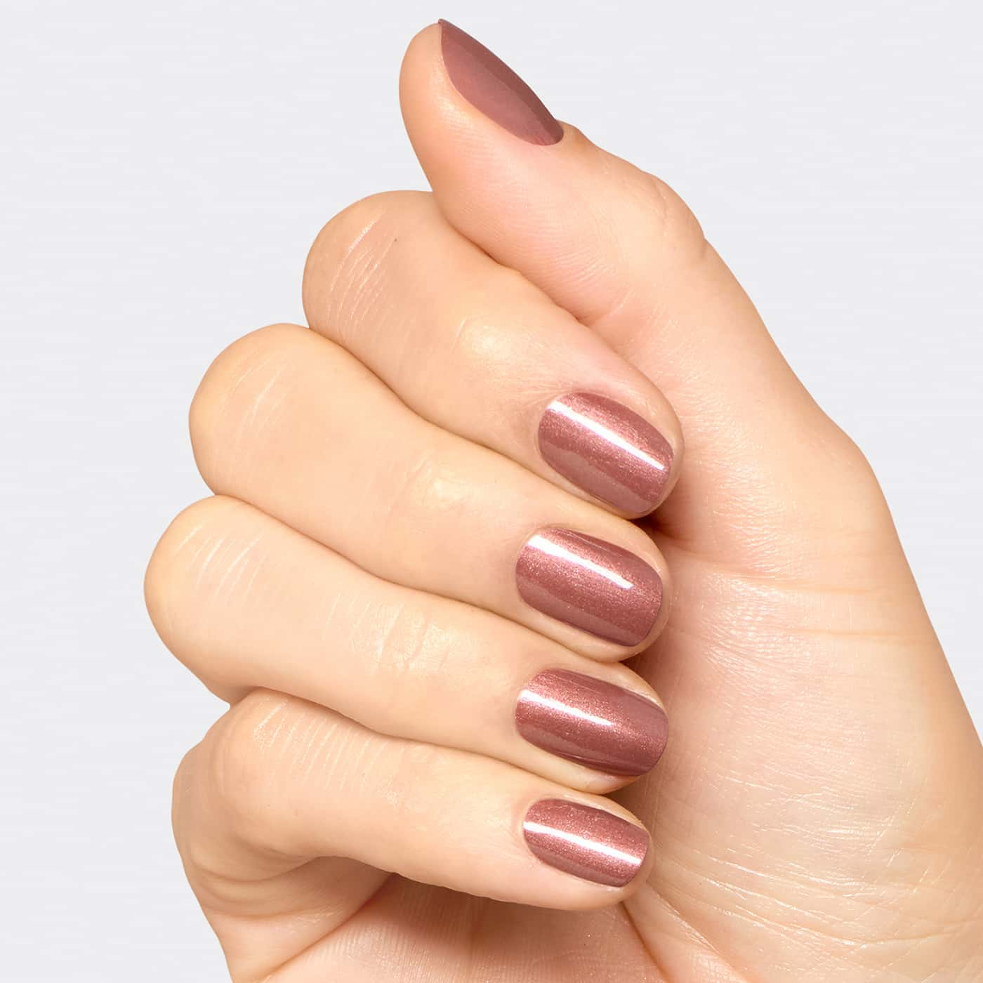 opi most requested route beer float nail polish in caramel rose-brown with bronze pearlescent shimmer and a glossy finish