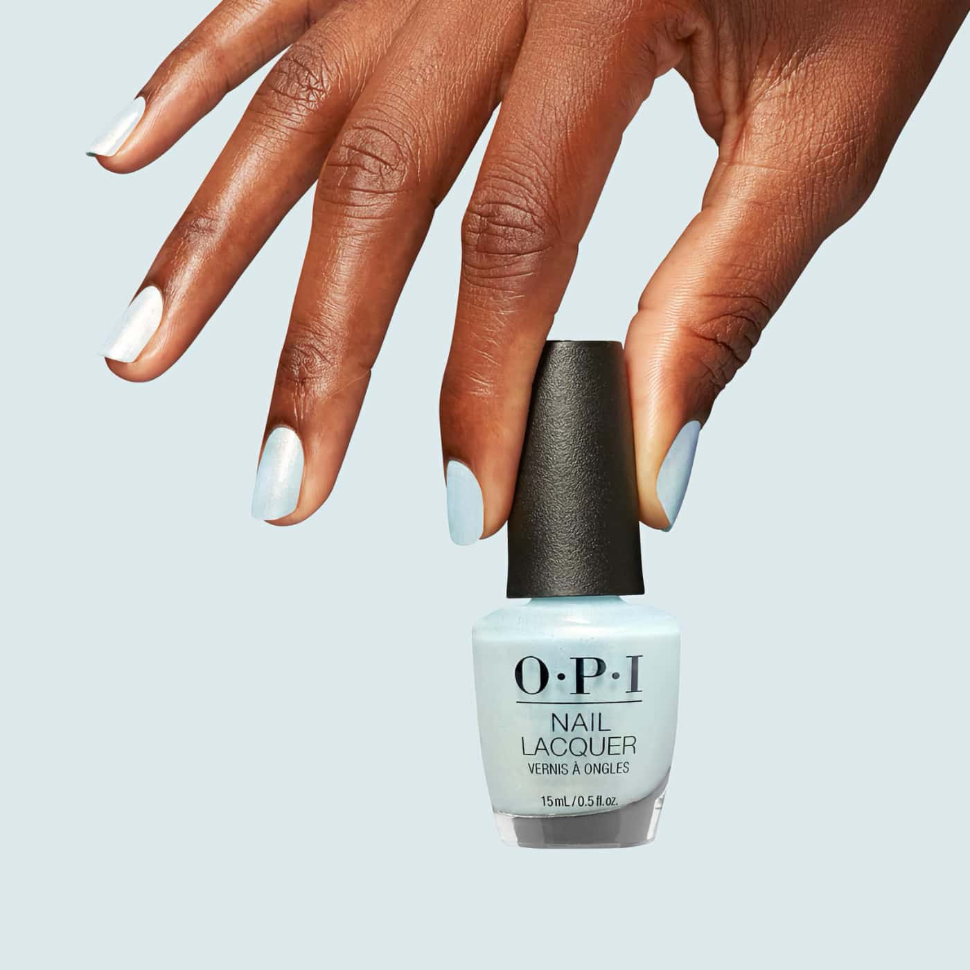 OPI Air We Go - Shimmering icy-blue nail polish for a cool and modern manicure with a subtle sheen