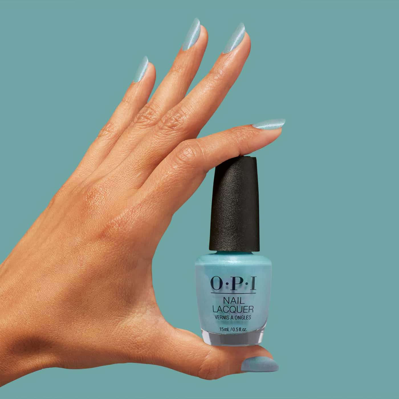 OPI Reality Check Ya Out - Aquamarine blue shimmering nail polish with purple undertones for a fresh and trendy look