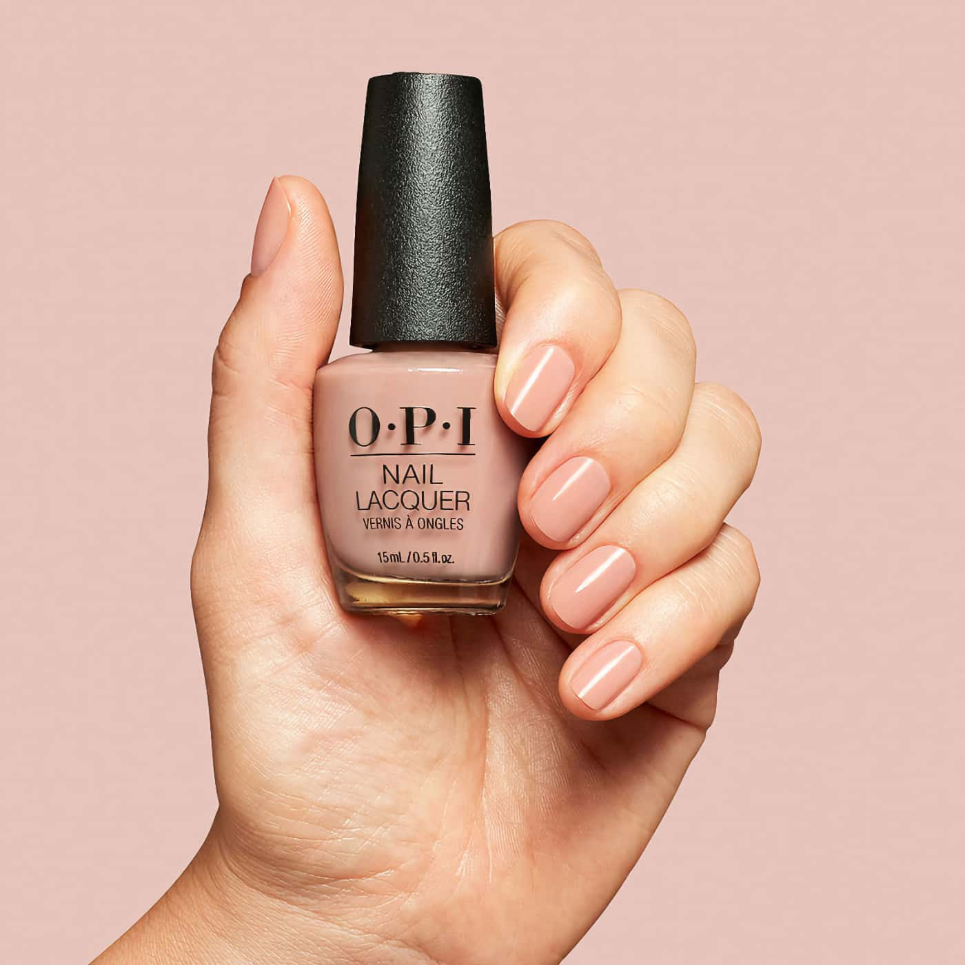 opi put it in airplane mode nail polish in a warm nude brown shade with a creamy finish that feels soft, clean and elegantly balanced