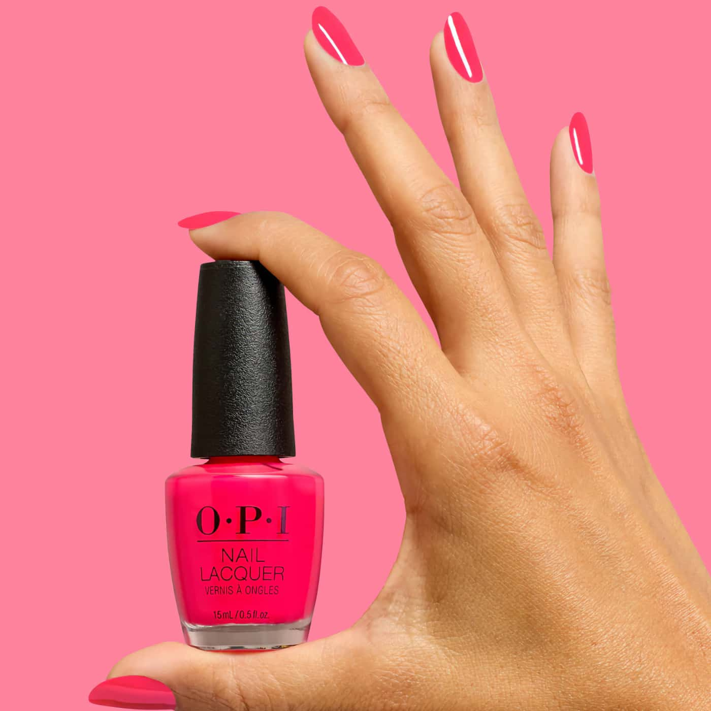 opi trip to the brite side bright where i belong! neon pink nail polish with glossy crème finish