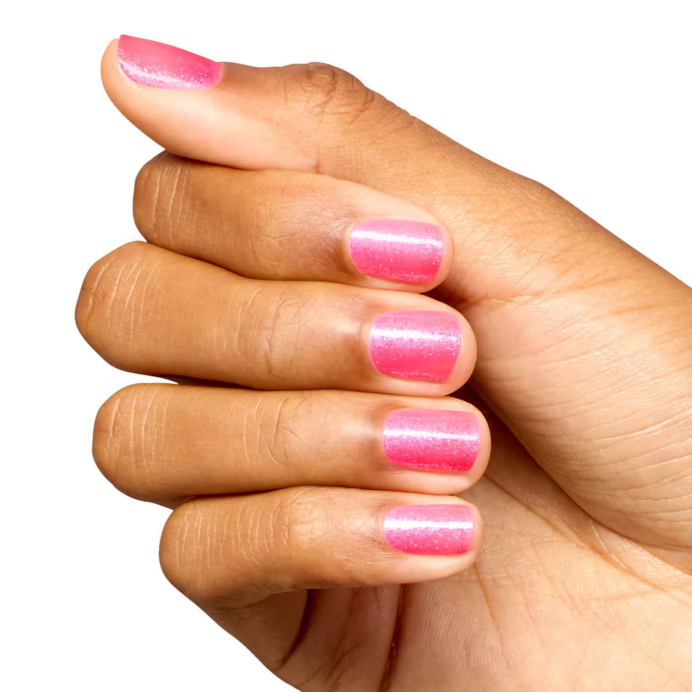 opi trip to the brite side dopa-mani neon pink nail polish with silver shimmer finish