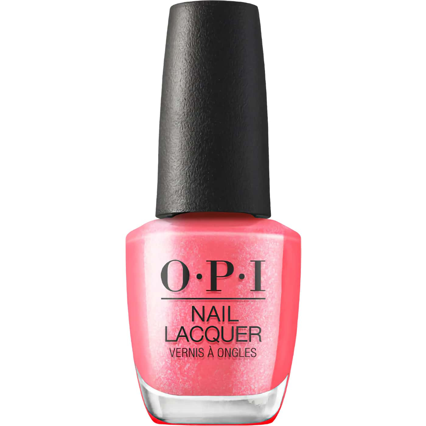 opi trip to the brite side if u like pinka coladas coral pink nail polish with silver shimmer