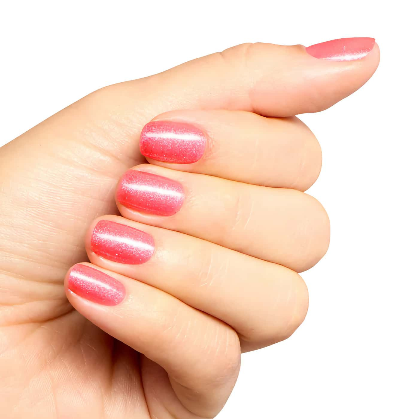 opi trip to the brite side if u like pinka coladas coral pink nail polish with silver shimmer